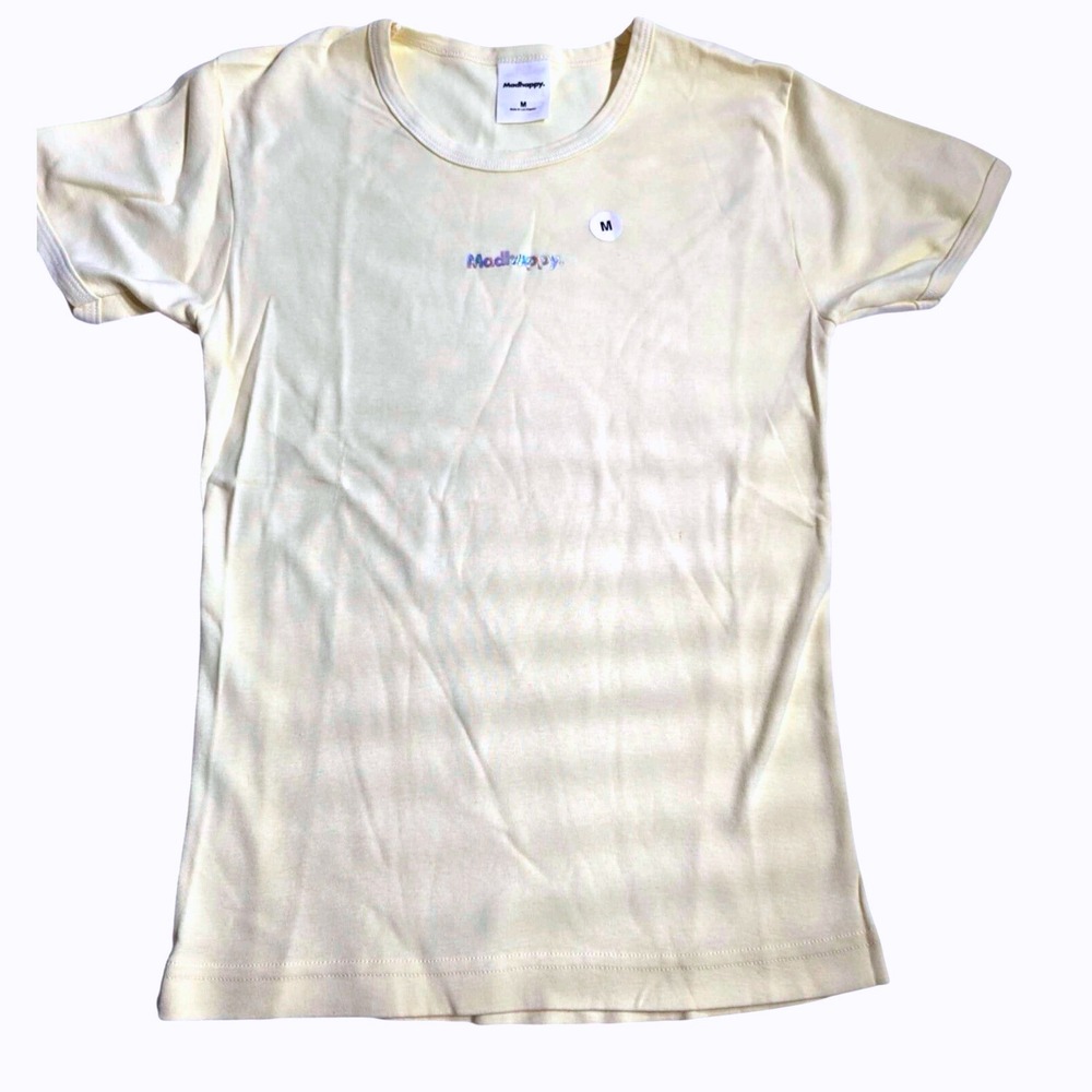 Madhappy Women's  Shirt,‎ Beige With Holographic Center Logo, Size Medium